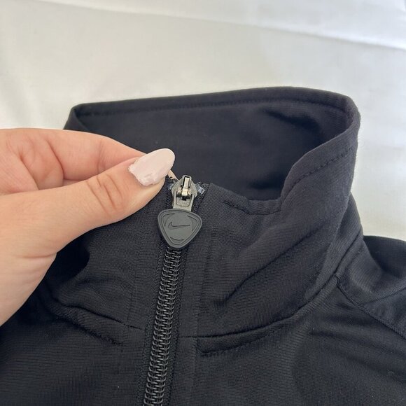Vintage 90s Y2K Nike Mens Medium Full Zip Training Jacket Black White Striped - Picture 2 of 8